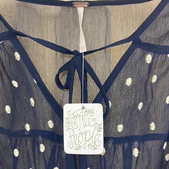Free People Polka Dot Smocked Blouse NWT - Picture 2 of 6